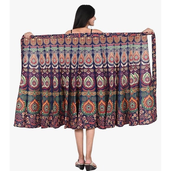 Unbranded Maxi Wrap Skirt Printed Tribal Ethnic Indian Pattern One Size Cotton - Picture 6 of 16